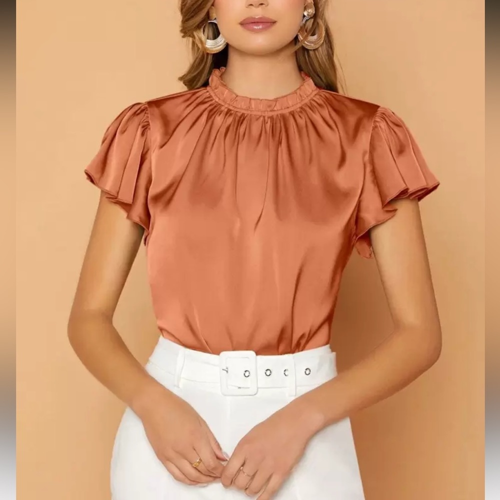Elegant Orange Satin Blouse